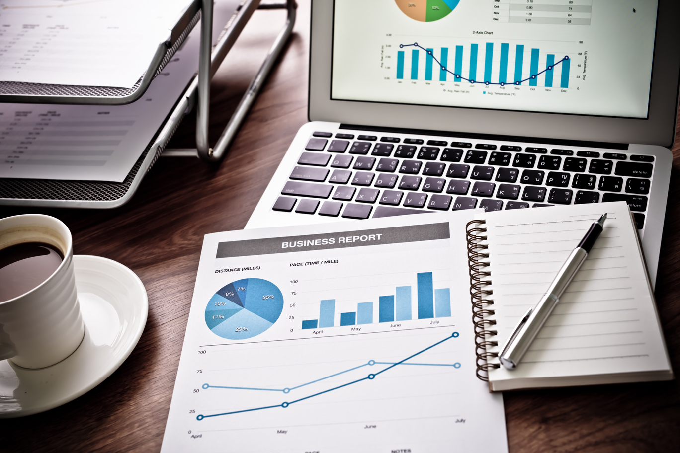 Showing business and financial report. Accounting